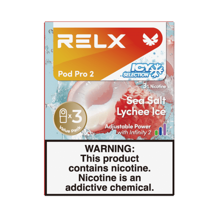 Package V240717 Rendering Front RELX Pod Pro 2 3 Pods Sea salt Lychee Ice 3 STDX M 6941974932451 fid172163103563037NC